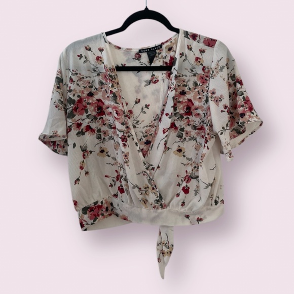 Wrap Wrapover Tie Bow Hipster Boho Bohemian Girly Coquette Hippie Art Blouse Top - Picture 7 of 7